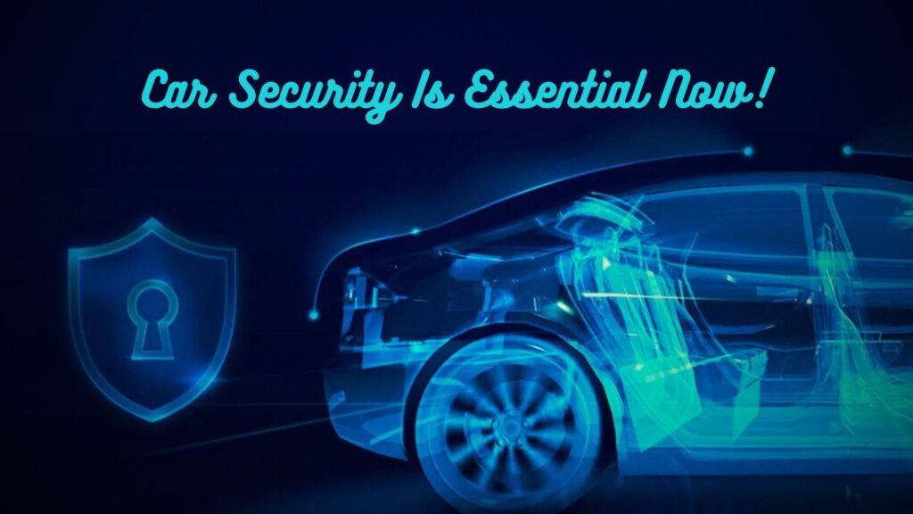 A car with a digital lock symbolizing; protect your vehicle with advanced car security measures